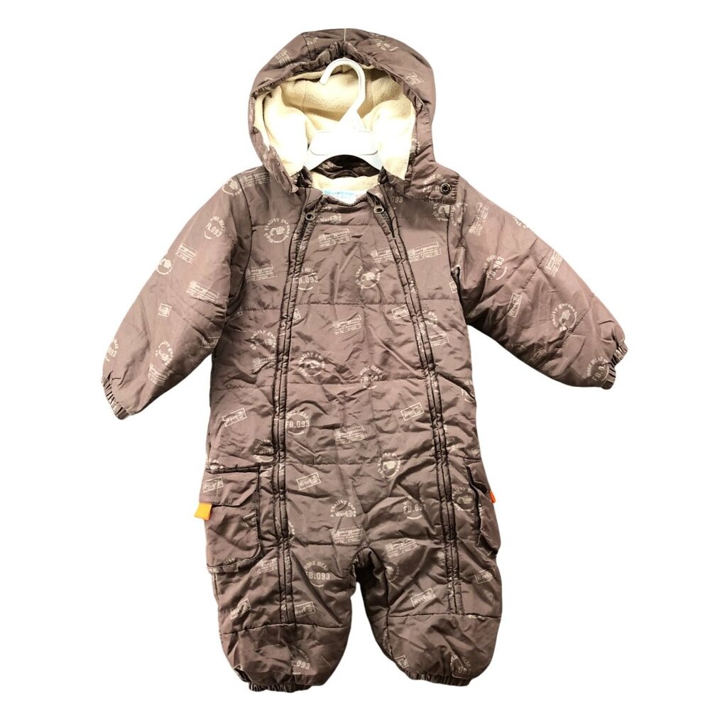 Baby Collection Baby 18-24M Snowsuit Fleece Lined Hooded Puffer Brown‎ Insulated
